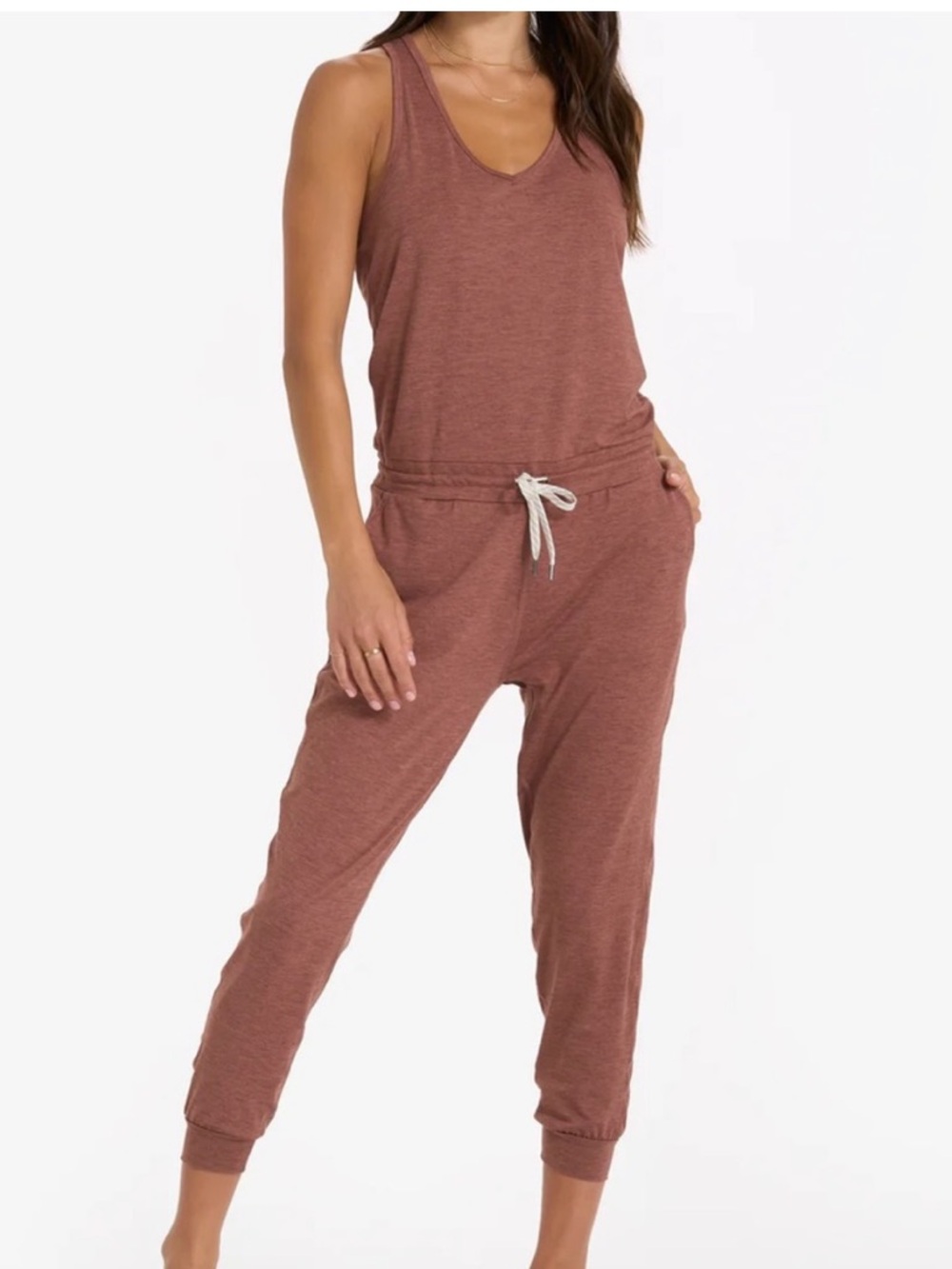 Vuori Luxe At Ease Jumpsuit Dark Terracotta Red Size Small